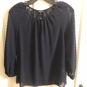 J. Crew Navy 3/4 Sleeve Blouse